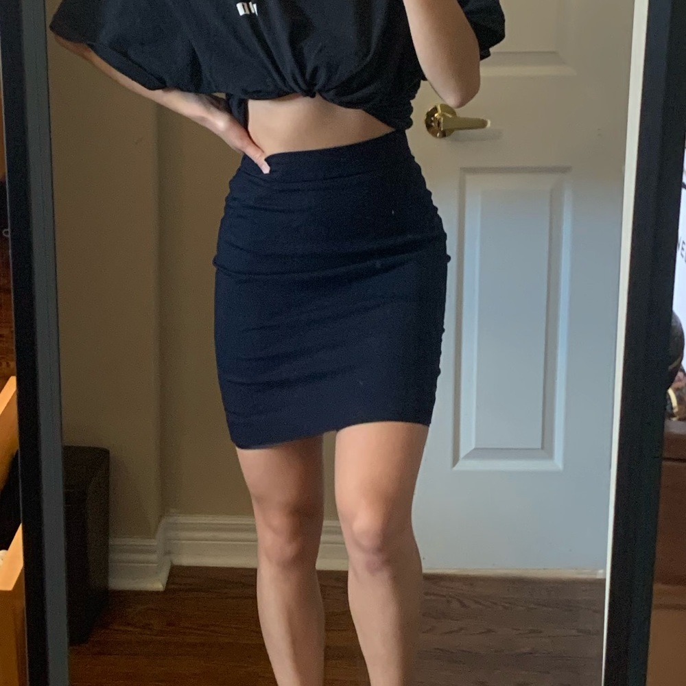 Navy blue pencil skirt
